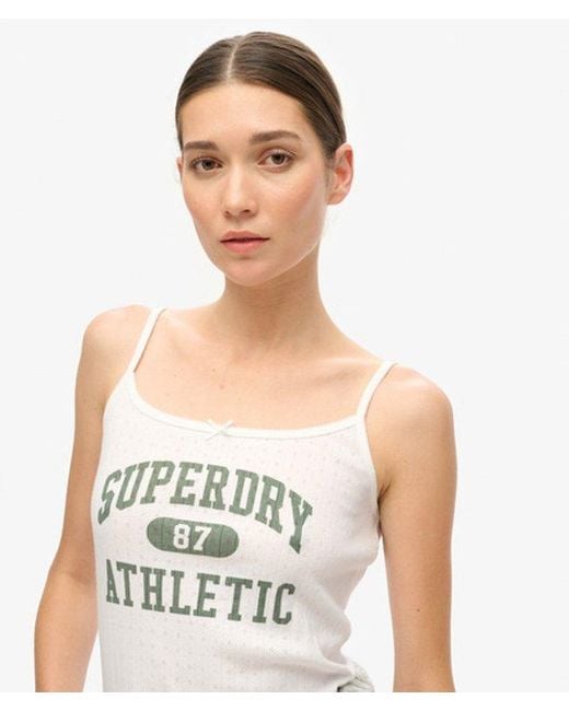 Superdry White & Co Athletic Essentials Graphic Pointelle Cami Top