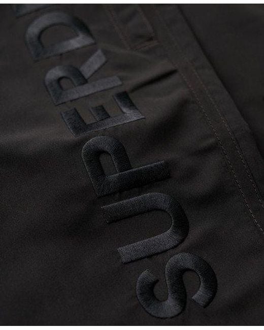 Superdry Black Premium Embroidered 17-inch Swim Shorts for men