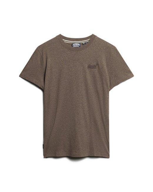 Superdry Gray Organic Cotton Essential Logo T-Shirt Cocoa Marl for men