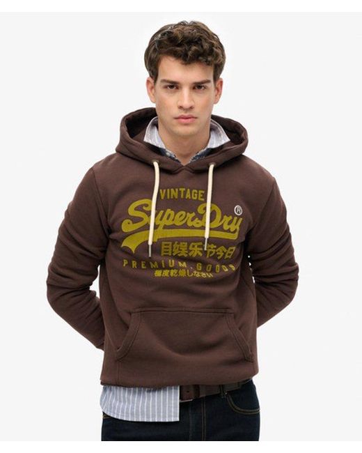 Superdry Brown & Co Vintage Logo Tonal Hoodie for men