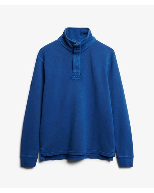 Superdry Blue Cotton Classic Pique Half Zip Sweatshirt for men