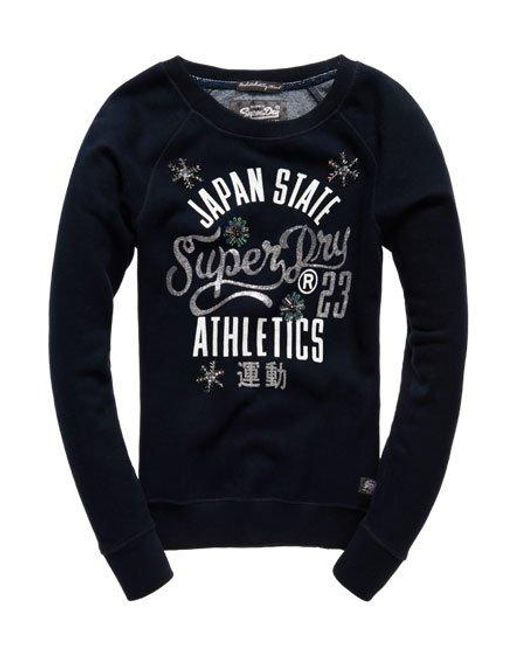 Superdry Blue Sparkle Snowflake Japan Crew Sweatshirt Eclipse