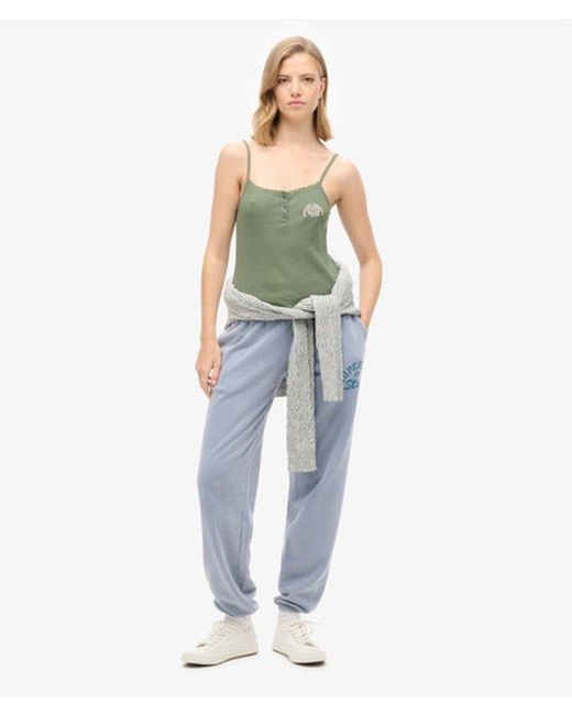 Superdry Athletic Essentials Button Down Cami Top in het Green