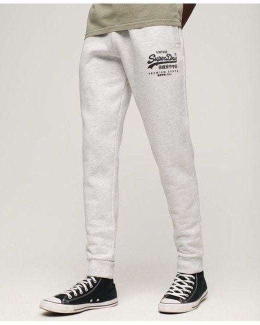 Superdry White Classic Vintage Logo Heritage joggers for men