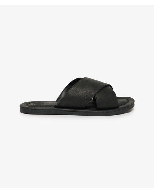Superdry Black & Co Vintage Cross Strap Slides for men