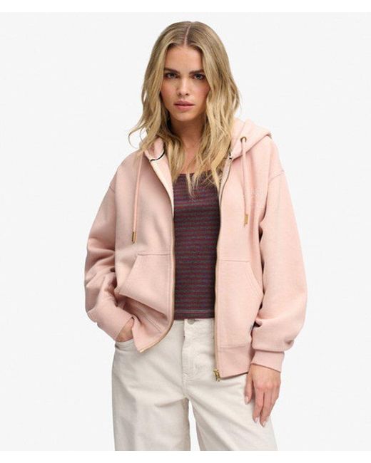 Superdry Pink & Co Luxe Casual Zip Hoodie