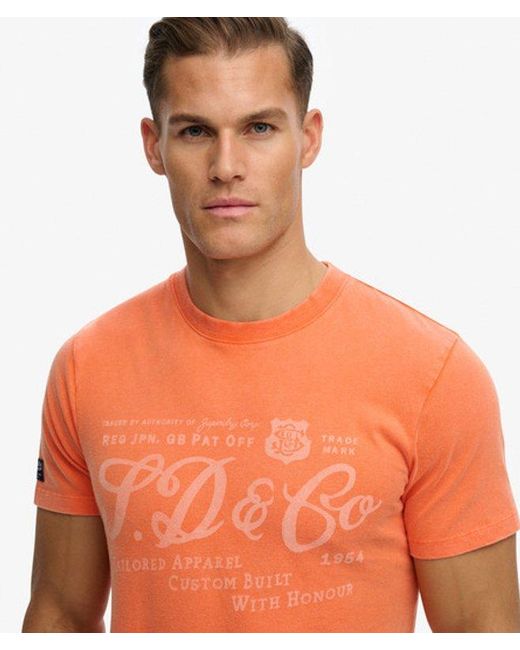 Superdry Orange Industry Worker Relaxed T-shirt for men