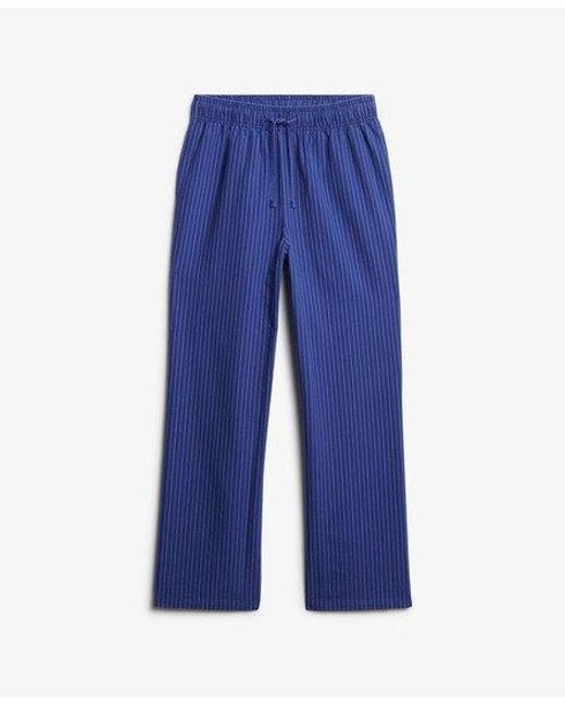 Superdry Blue Organic Cotton Stripe Elasticated Trousers
