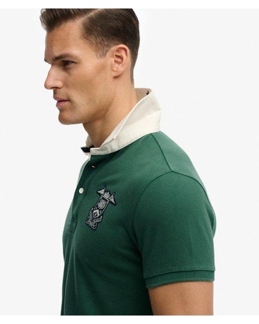 Superdry Green Vintage Pique Rugby Polo Shirt for men