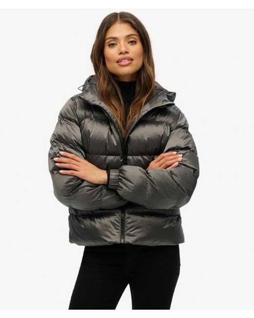 Superdry Black & Co Hooded Luxe Sports Puffer Jacket