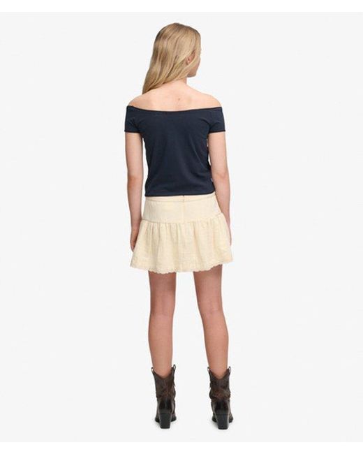 Superdry Blue & Co Broderie Trim Mini Skirt