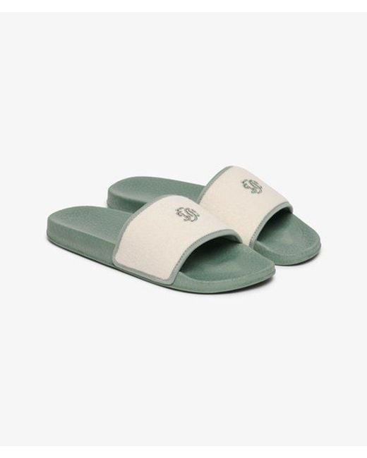 Superdry Green & Co Towelling Pool Sliders