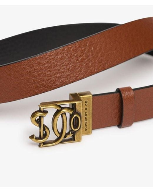 Superdry Brown Monogram Leather Belt
