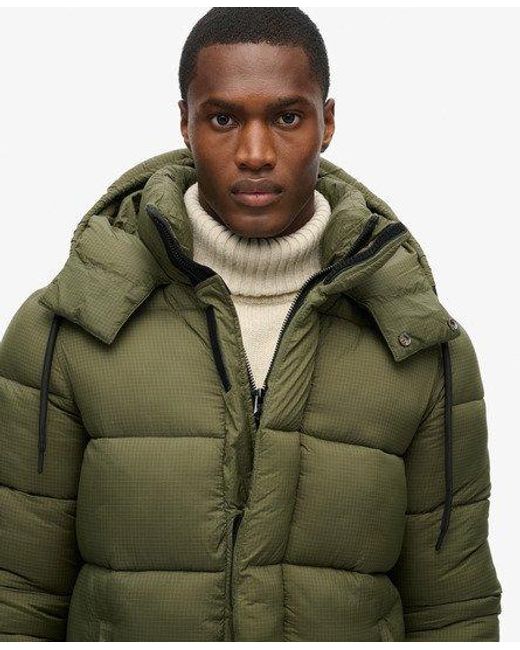 Superdry Green Ripstop Longline Puffer Coat for men