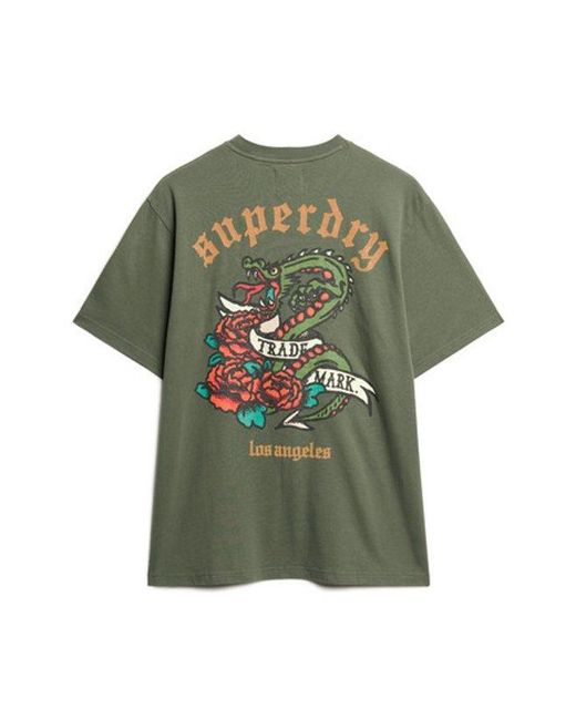 Superdry Green & Co Oversized Tattoo Back Graphic T-shirt