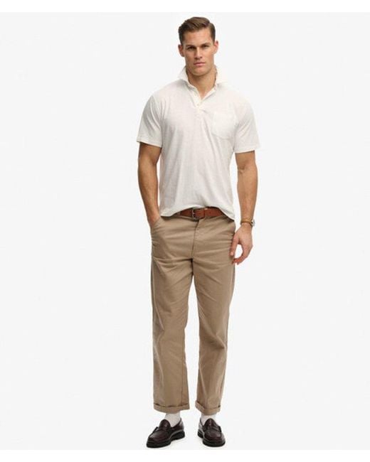 Superdry White & Co Classic Cotton Linen Polo Shirt for men