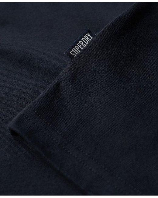 Superdry Blue Organic Cotton Embroidered Logo V Neck T-shirt for men