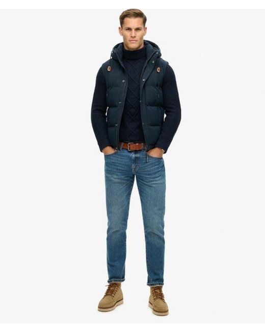 Superdry Blue & Co Everest Hooded Puffer Gilet for men
