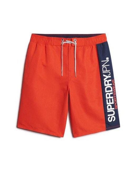 Superdry Red Sportswear Logo 19inch Recycled Boardshorts for men