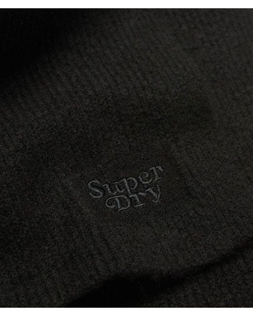 Superdry Black Soft Rib Knit Scarf