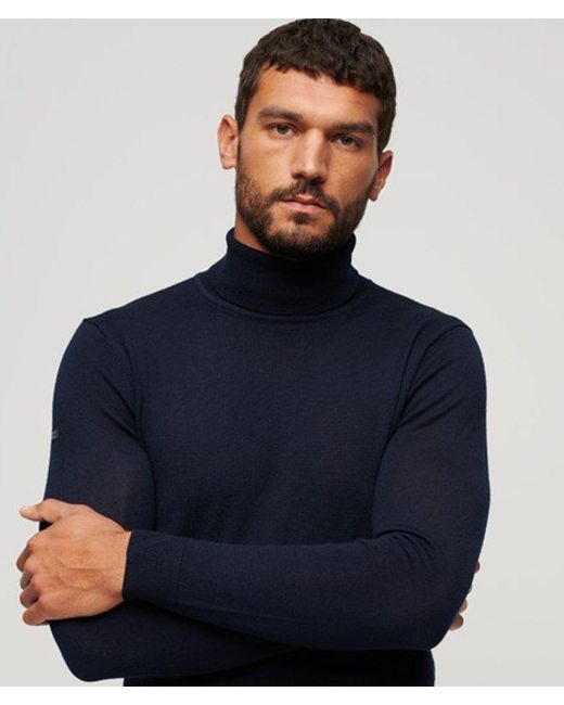 Superdry Blue & Co Merino Roll Neck Jumper for men