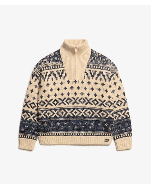 Superdry Green Ski Lodge Zip Neck Jumper