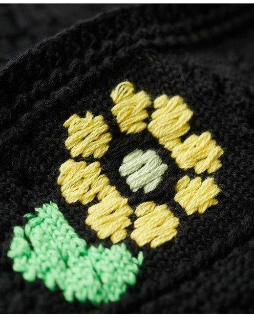 Superdry Black Crochet Flower Bralette
