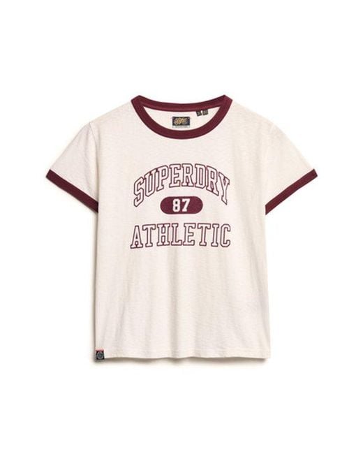 Superdry White Athletic Essentials Ringer Fitted Crew Neck T-shirt