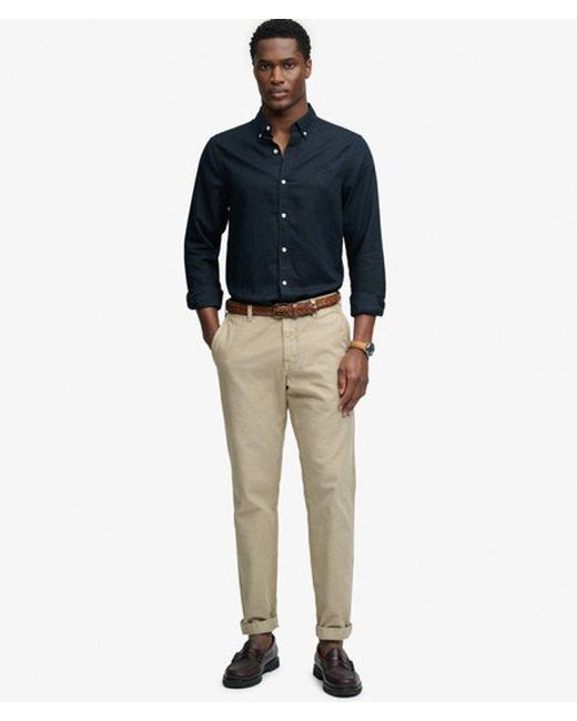 Superdry Blue & Co Cotton Linen Long Sleeve Shirt for men