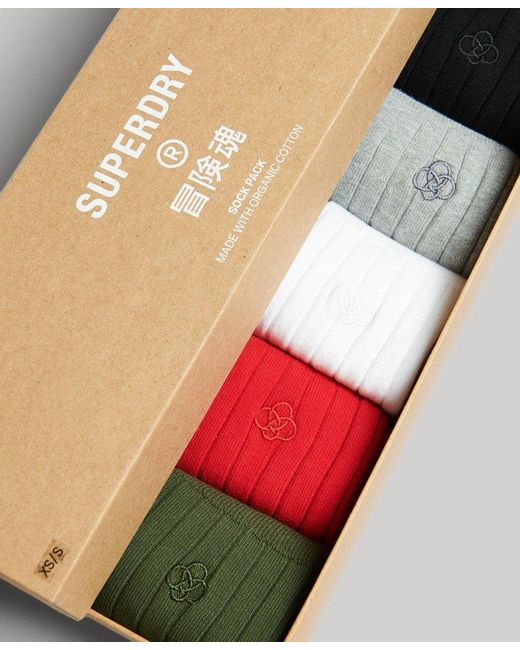 Superdry Organic Cotton Ribbed Sock Gift Set in Red | Lyst