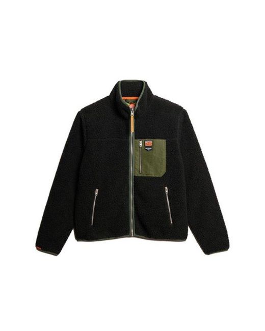 Superdry Black & Co Classic Logo Badge Vintage Retro Full Zip Fleece for men