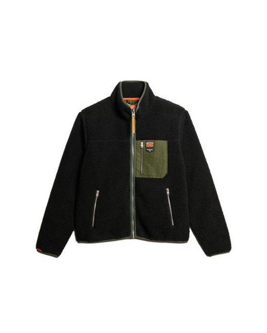 Superdry Black & Co Classic Logo Badge Vintage Retro Full Zip Fleece for men
