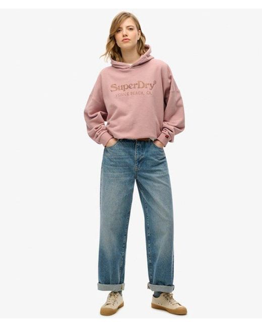 Superdry Red & Co Venue Metallic Relaxed Hoodie