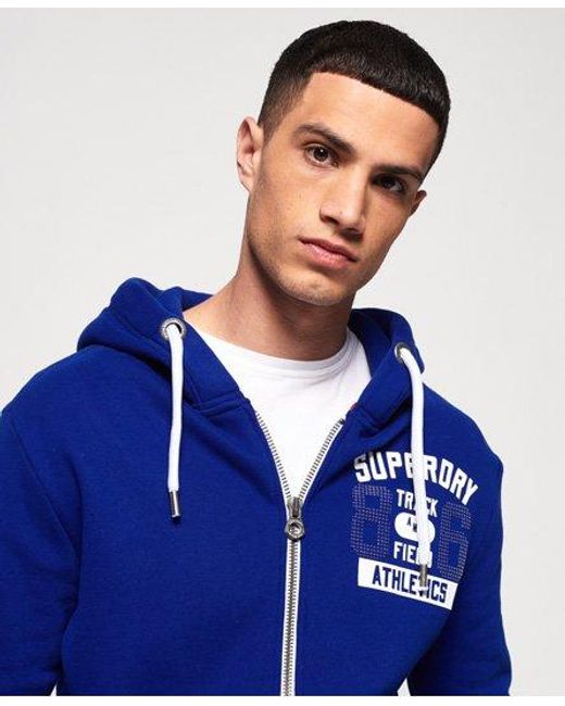 Superdry Blue Track & Field Zip Hoodie Racer Cobalt for men