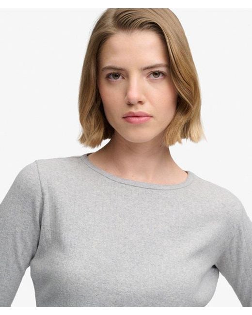 Superdry Gray & Co Athletic Essentials Pointelle Half Sleeve Top
