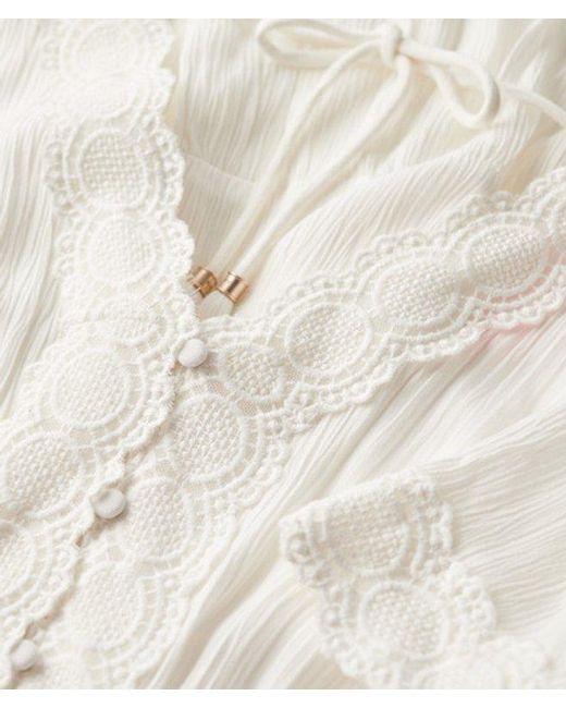 Superdry Natural Lace Detail Ibiza Short Sleeve Midi Tea Dress