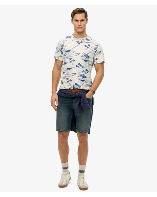 Superdry Blue & Co Classic Essential Printed T-shirt for men
