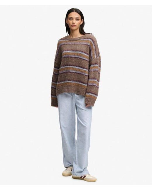 Superdry Brown & Co Slouchy Brushed Stripe Knit Jumper