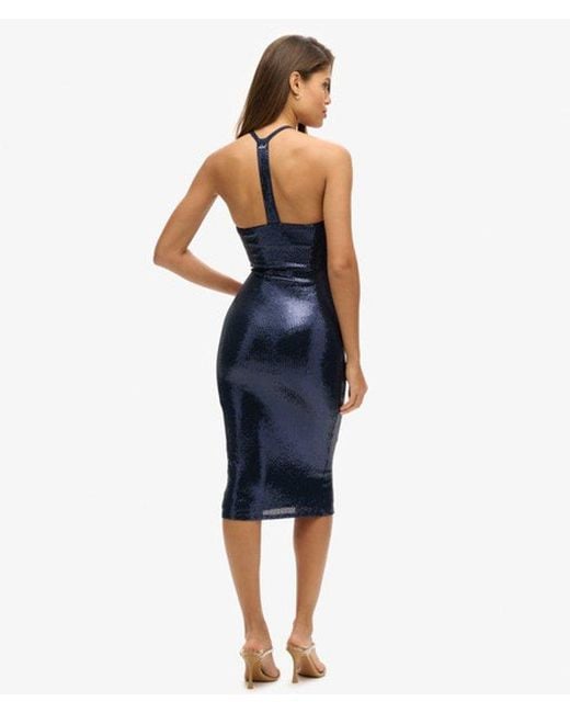 Superdry Blue & Co Sequin Halter Neck Midi Dress