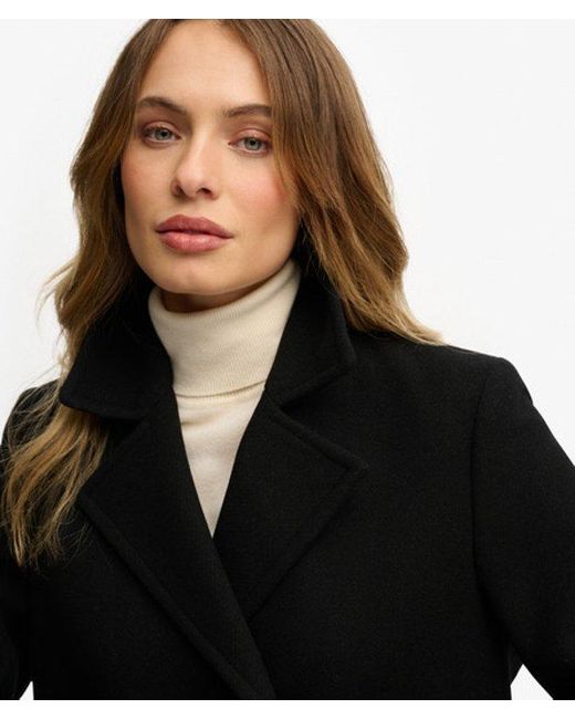 Superdry Black Double Breasted Pea Coat