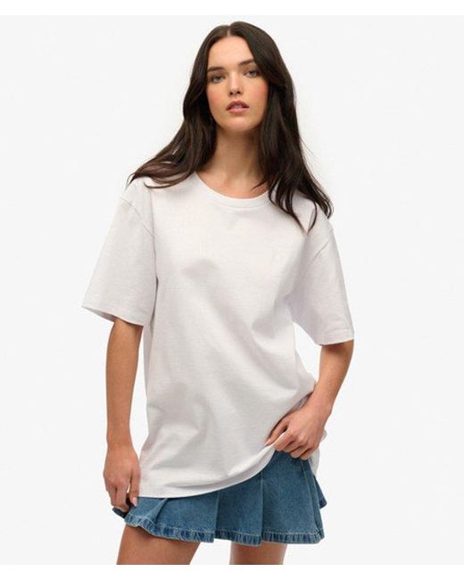 Superdry White Oversized Essentials Relaxed T-shirt