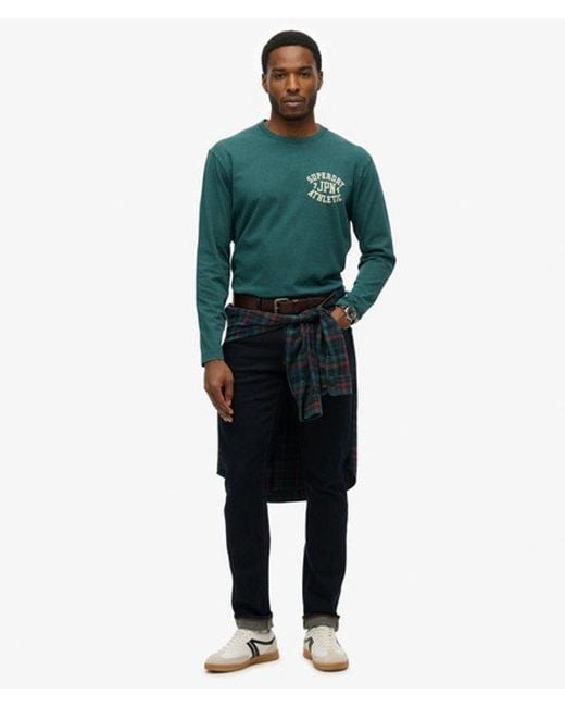 Superdry Green Athletic Essentials Long Sleeve Top for men