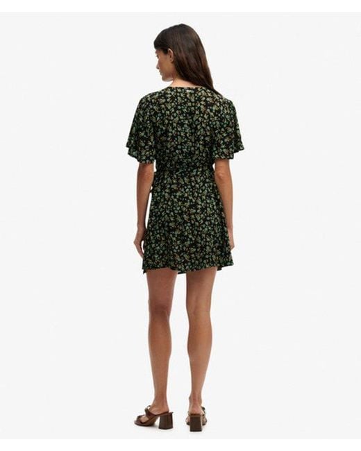 Superdry Mini Swing Wrap Jurk in het Green
