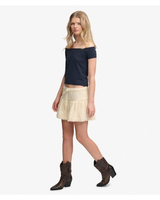 Superdry Blue & Co Broderie Trim Mini Skirt