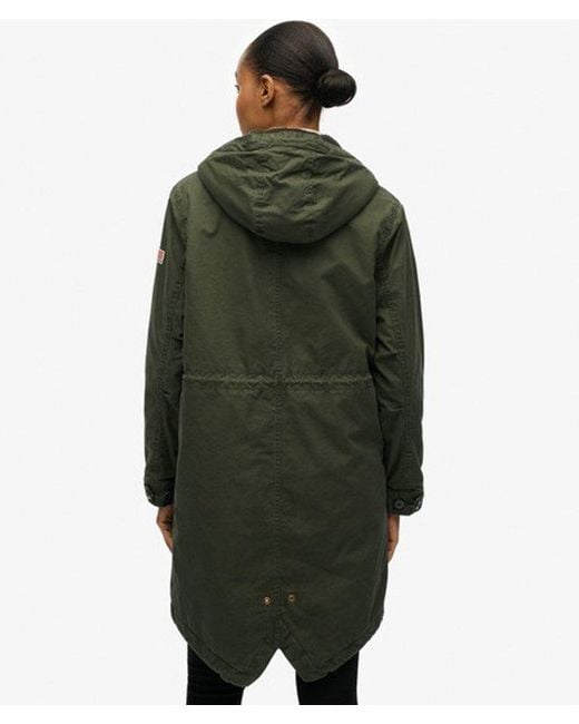 Superdry Green Military Borg Fishtail Parka