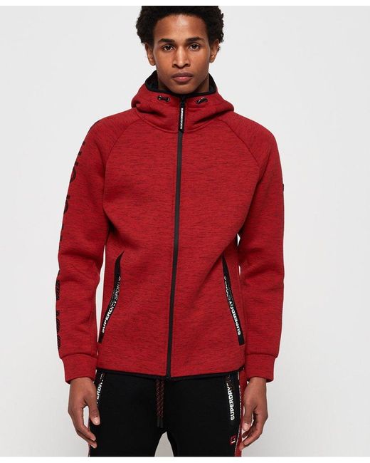 Superdry Red Gym Tech Stretch Zip Hoodie for men