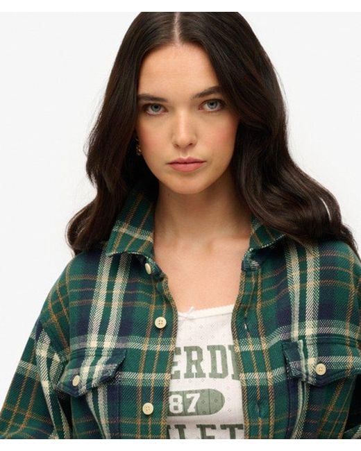Superdry Green Checked The Merchant Store - Oversized Heavy Shirt