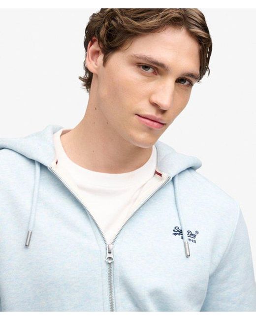 Superdry Blue & Co Essential Logo Half Brushed Zip Hoodie for men