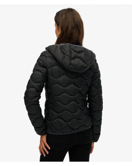 Superdry Black Hooded Fuji Lite Wave Padded Jacket