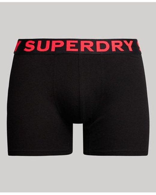 Superdry Black Organic Cotton Boxer Triple Pack for men